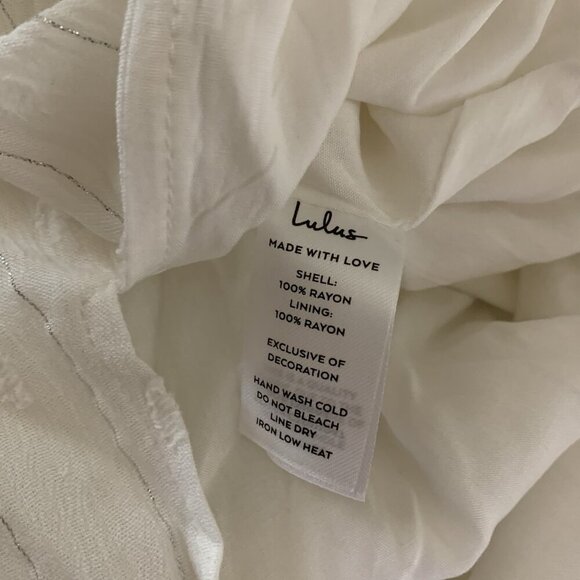 Lulus White Strapless Maxi Dress Metallic Thread Drawstring Waist XS - Picture 7 of 8